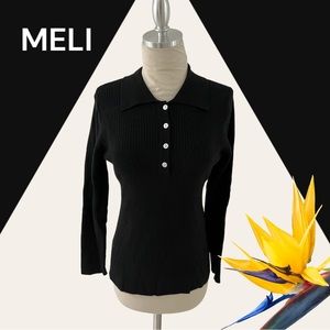 MELI BLACK Knit Top Shirt large